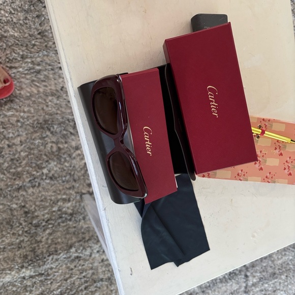 Cartier Men's Dark Red Sunglasses